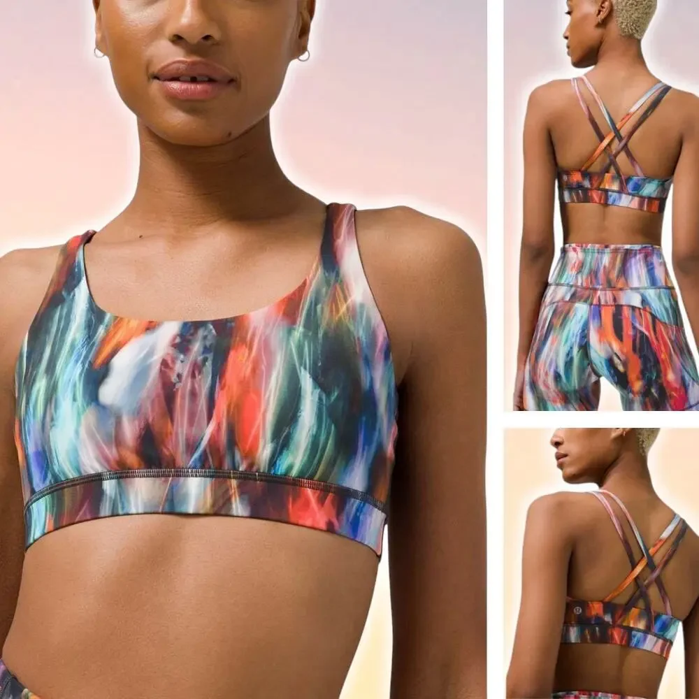 LULULEMON Energy Bra Medium Support Size 4 Chroma Fusion Multi